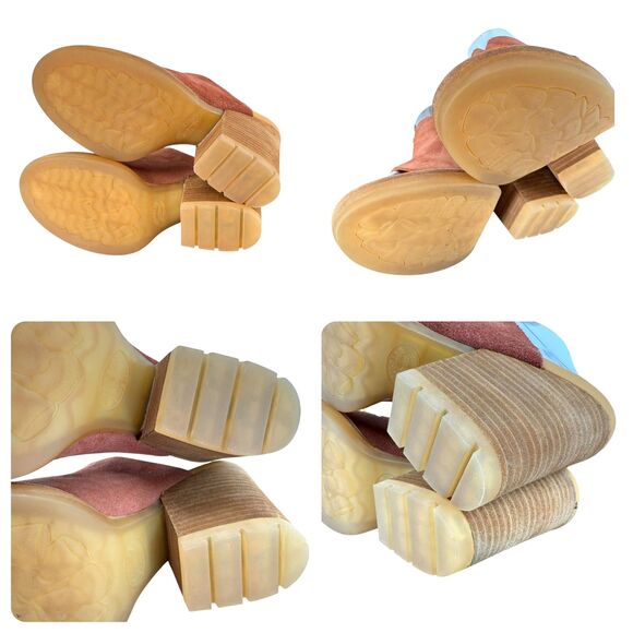 Kork-Ease Leather Open Toe Sandals 8M Harlin Red Brown Slip-On Block Heel Mules - Picture 13 of 13